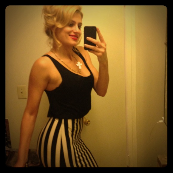 Long ivory/Blk striped dress - WORN ONCE- Size L