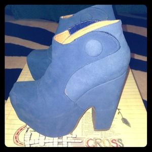 Jeffrey Campbell WHAT Blue Suede Boots Size 5
