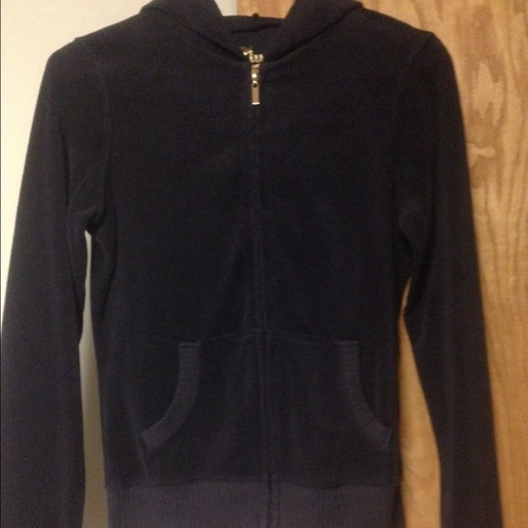 Navy blue terry sweatshirt.