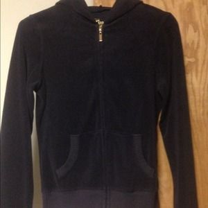 Navy blue terry sweatshirt.