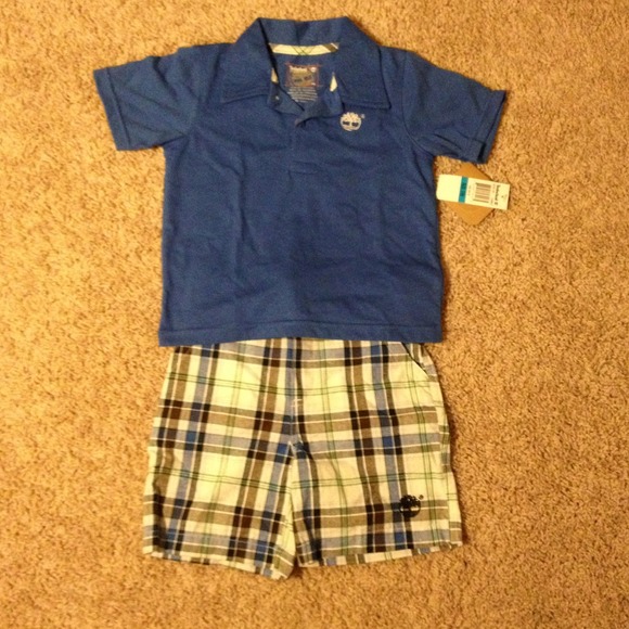 Toddler boys polo shirt with flannel shorts
