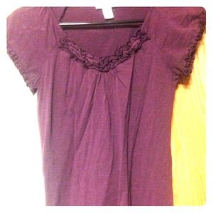 Purple Loft top with ruffles.