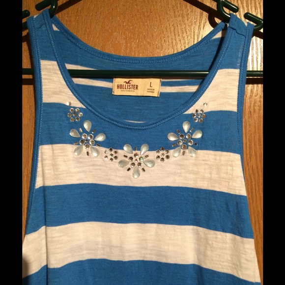🎉SOLD!! Hollister striped tank with rhinestones! - Picture 2 of 4