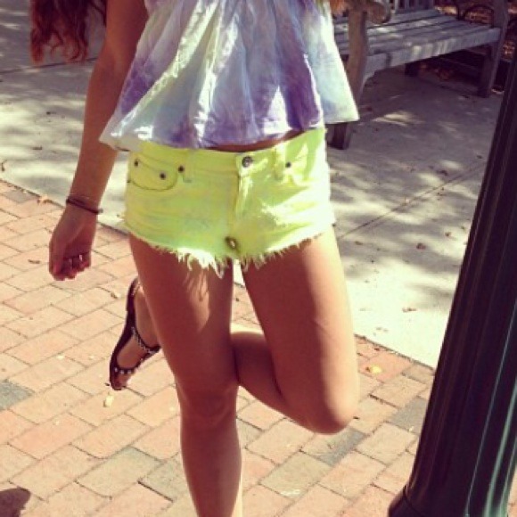 Neon yellow lime shorts