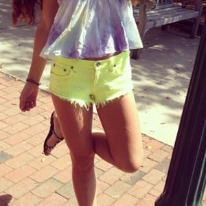 Neon yellow lime shorts