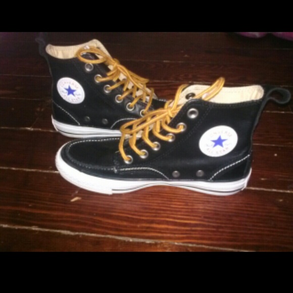 Leatherette Black High-Top Converse