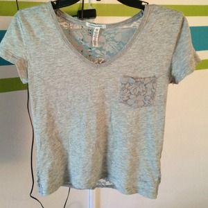 Lace Back Grey Tee