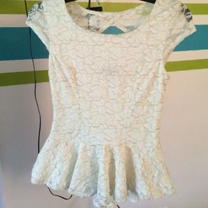White and Gold Peplum top