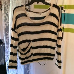 Charlotte Russe Black and Cream Striped Sweater