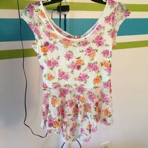 Delia's floral peplum lace top