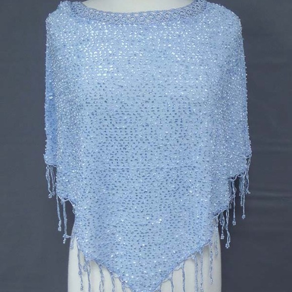 Bead drop fringe frost summer poncho.