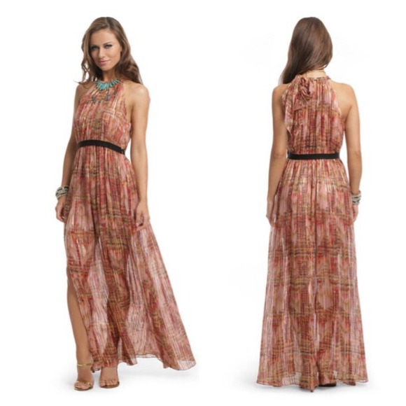 Thread Social Lurex Drip Halter Bow Gown Sz 6