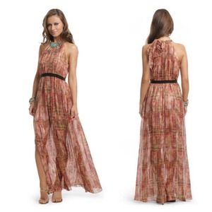 Thread Social Lurex Drip Halter Bow Gown Sz 6