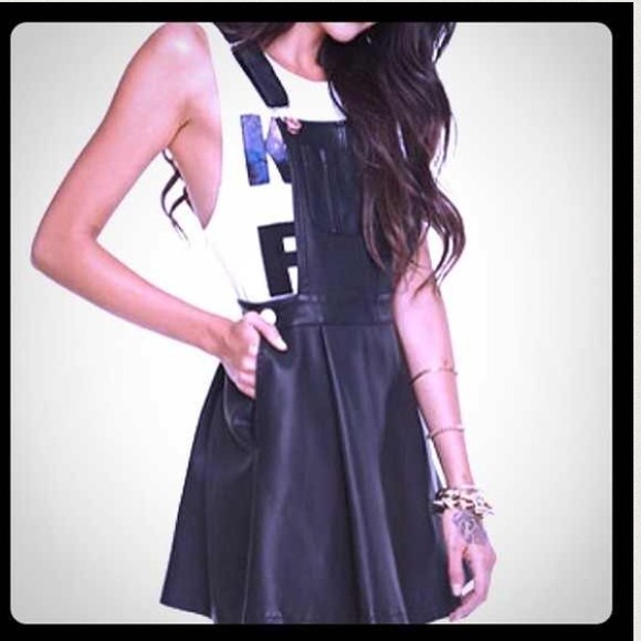🎉HP🎉Pleather Skater Overall Dress!!