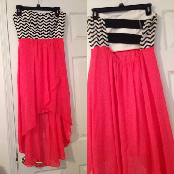 ✋SOLD✋Pink|Black|White High Low Summer Dress 💕 - Picture 2 of 4