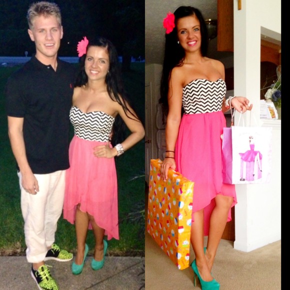 ✋SOLD✋Pink|Black|White High Low Summer Dress 💕 - Picture 4 of 4