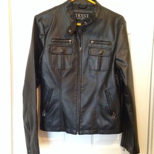 Tryst Women's Black Faux Leather Jacket
