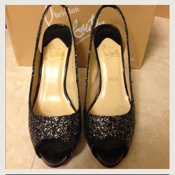 Christian Louboutin glitter peep toe pumps