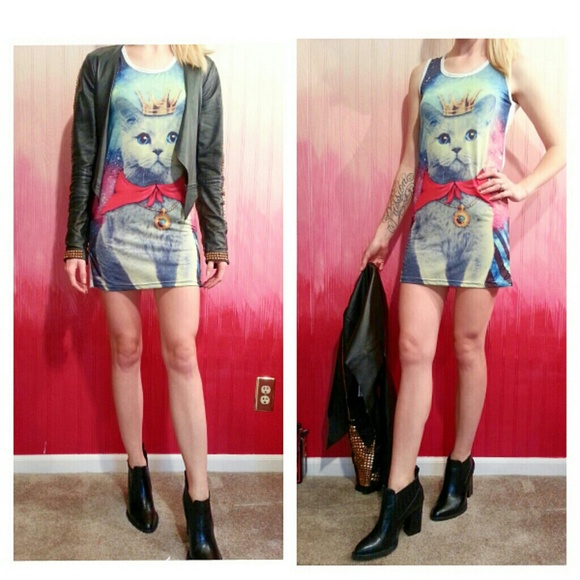 Galaxy Print Cat tank dress xs small medium