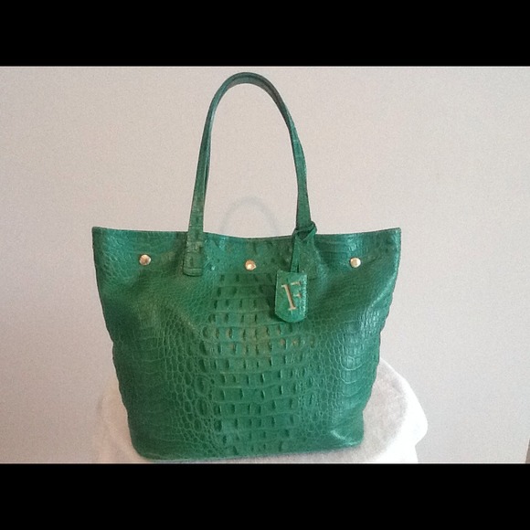 Furla Handbags - Furla Large Handbag Wrinkled Green Croc
