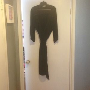 Black cotton wrap dress