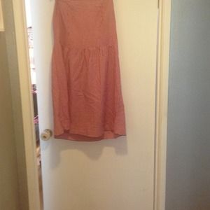 Red checkered strapless dress with sweetheart neck