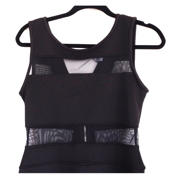 Black Cocktail Dress with Mesh Cut-Outs