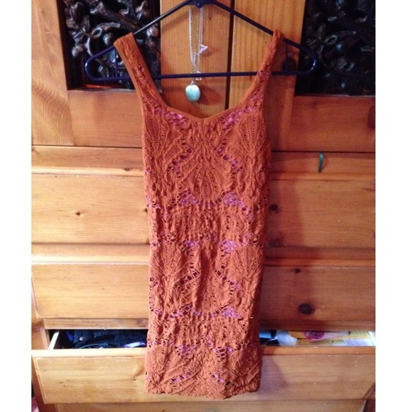 Free People Orange and Pink Dress