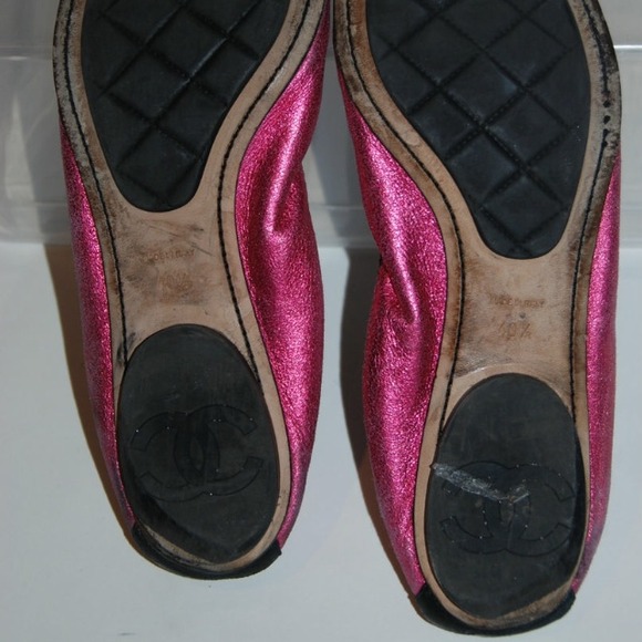 🚫SOLD🚫CHANEL CC RARE METALLIC PINK BALLET FLAT - Picture 4 of 4