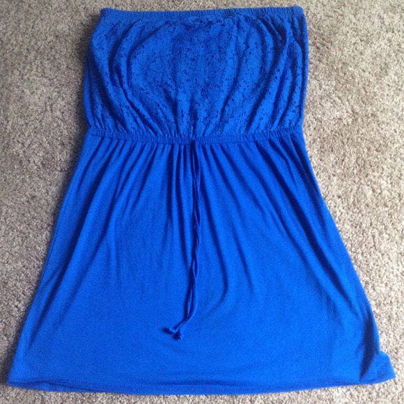 Blue Tube Top Summer Dress