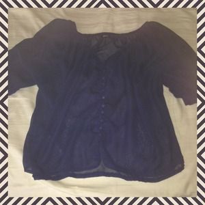Navy button down blouse