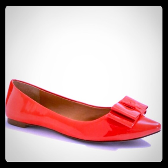 J. Crew Shoes - J. Crew Bright Persimmon Bow Emery Flats. Size 7