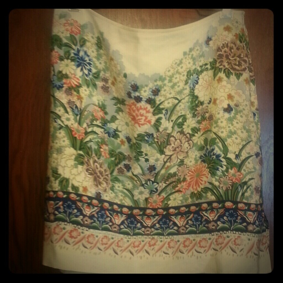 Boston Proper 100% Silk Floral Skirt