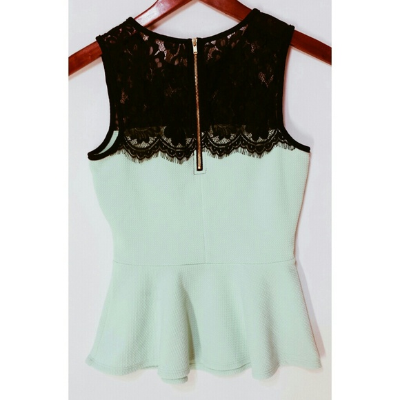 SOLD IN BUNDLE Laced peplum top (mint) - Picture 2 of 2