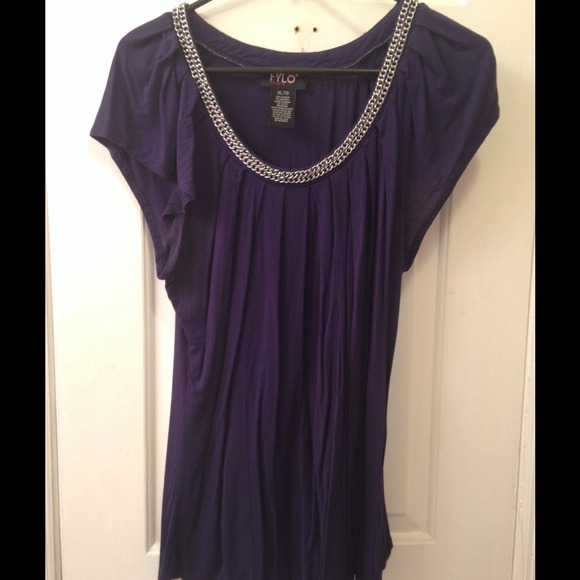 Navy blue top with chain detail