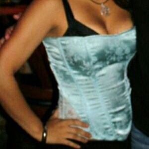 Blue and black fredricks of Hollywood corset