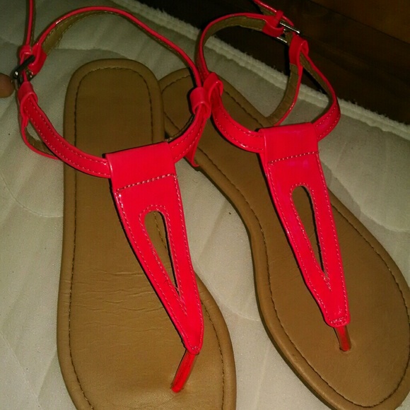Neon pink sandals