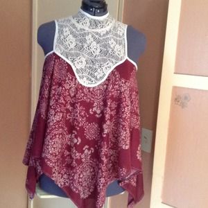 Boho burgundy/lace top.