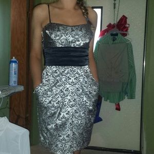 Black and metallic spaghetti strap dress