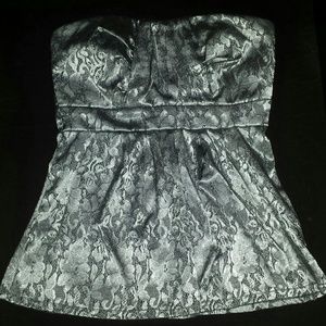 Black and silver strapless top