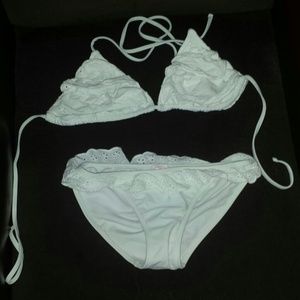 White ruffle bikini
