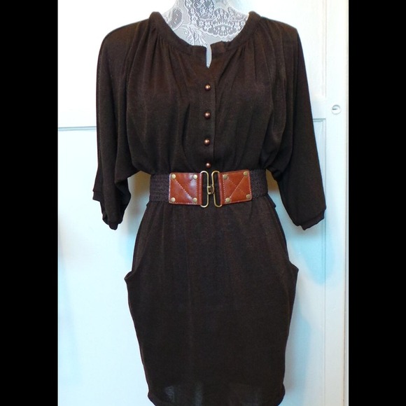 Brown dress with front buttons. Size S/0 NWOT
