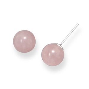 .925 Sterling Silver Rose Quartz stud earrings