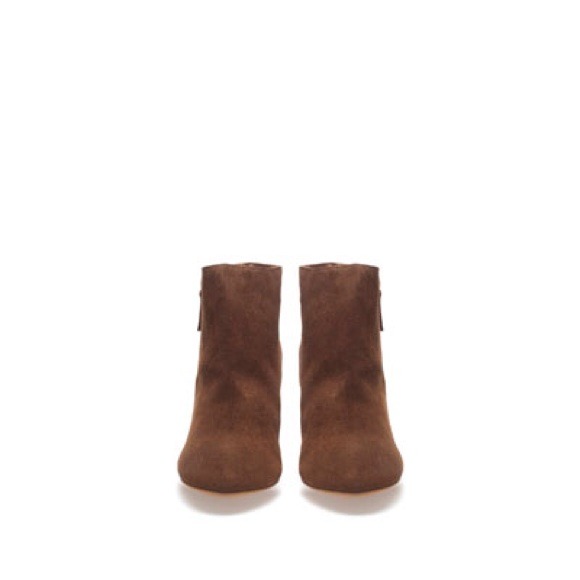 Zara brown real leather suede ankle boots zipper - Picture 4 of 4