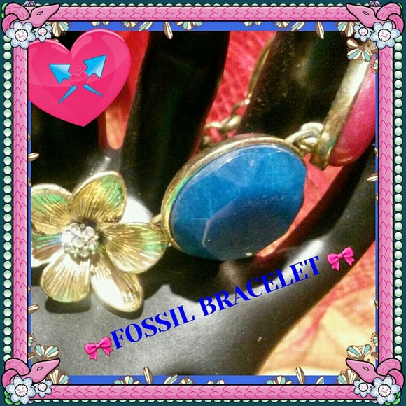 🎄Christmas Present🎄 FOSSIL~GOLDTONE~SEMI PRECIOUS STONE~ STATEMENT BRACELET - Picture 5 of 7