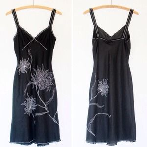 BCBG Linen Embroidered Dress