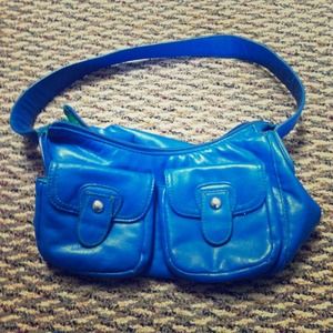 Cute blue purse with emerald green lining