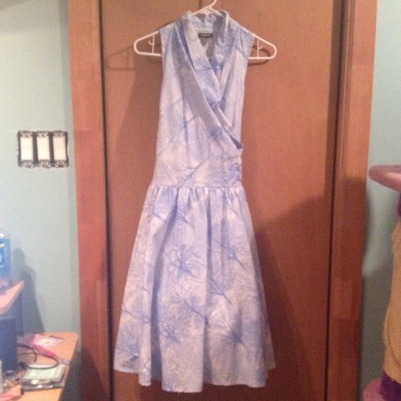 NWOT Blue and White Tree Print Sleeveless Dress