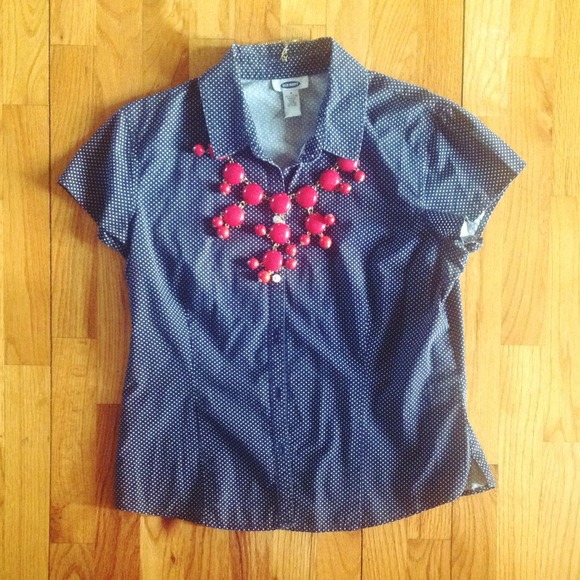 Navy Blue Polka Dot Top
