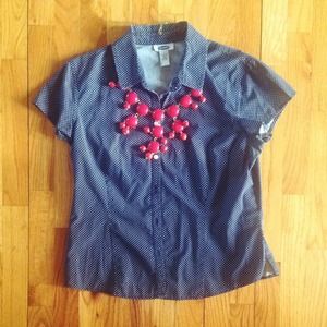 Navy Blue Polka Dot Top